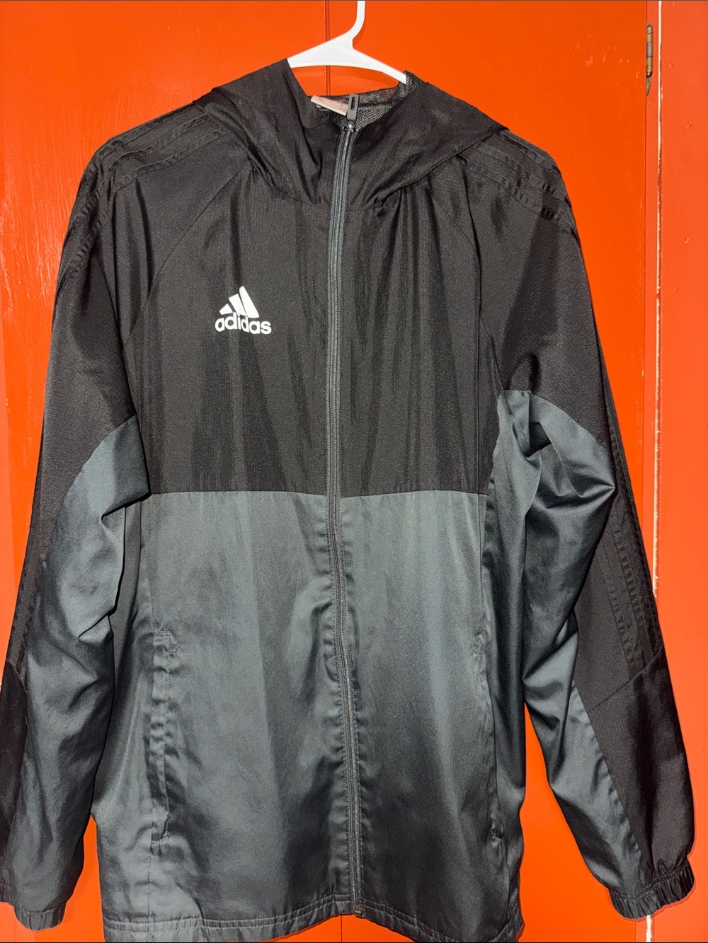 adidas Black and Gray Hooded Rain Jacket